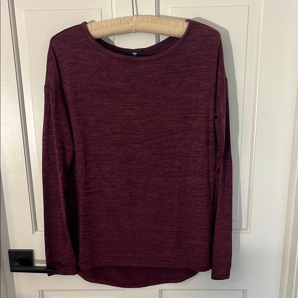 Long Sleeve Crewneck Top in Wine - Casual Women's Tee